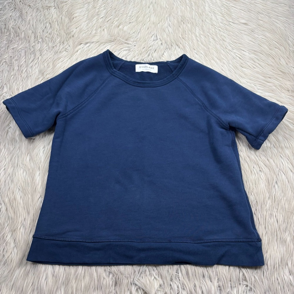 Everlane Women's S Blue Short Sleeve Pullover Sweatshirt Top Terry